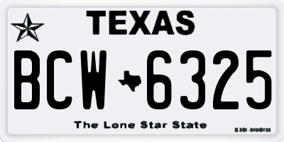 TX license plate BCW6325
