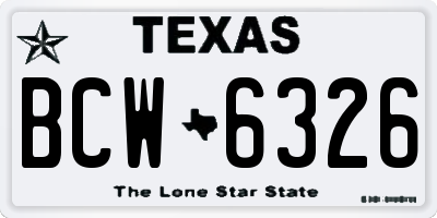 TX license plate BCW6326