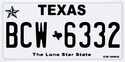 TX license plate BCW6332
