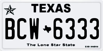 TX license plate BCW6333