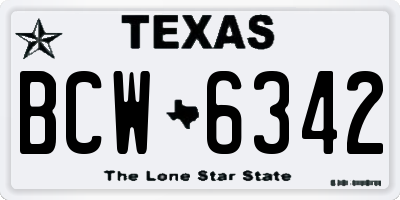 TX license plate BCW6342