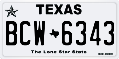 TX license plate BCW6343