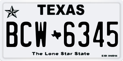 TX license plate BCW6345