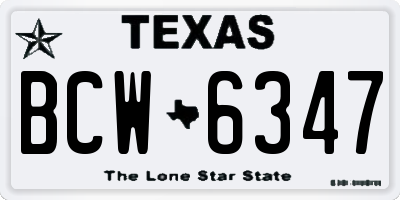 TX license plate BCW6347