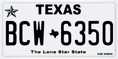 TX license plate BCW6350
