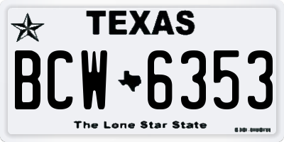 TX license plate BCW6353