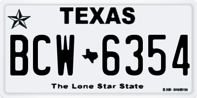 TX license plate BCW6354