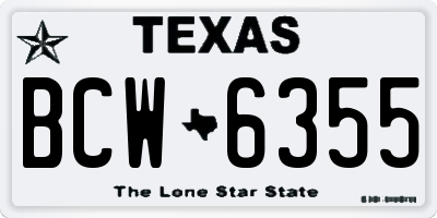 TX license plate BCW6355