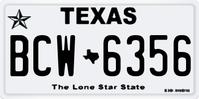TX license plate BCW6356
