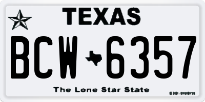 TX license plate BCW6357