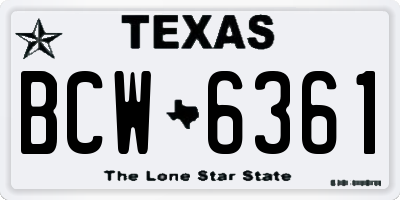 TX license plate BCW6361