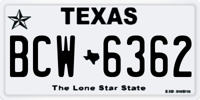 TX license plate BCW6362