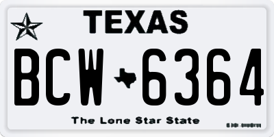TX license plate BCW6364
