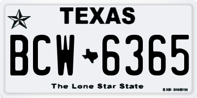 TX license plate BCW6365