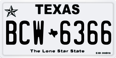 TX license plate BCW6366