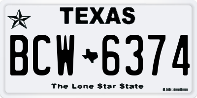 TX license plate BCW6374