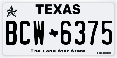 TX license plate BCW6375
