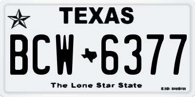 TX license plate BCW6377