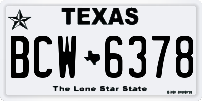 TX license plate BCW6378