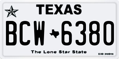 TX license plate BCW6380