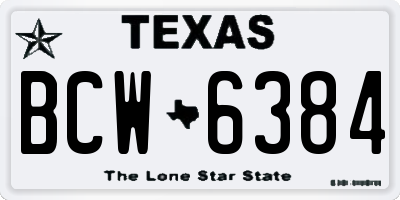 TX license plate BCW6384