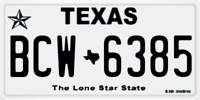 TX license plate BCW6385