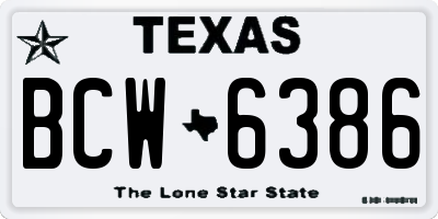 TX license plate BCW6386