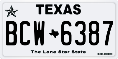 TX license plate BCW6387