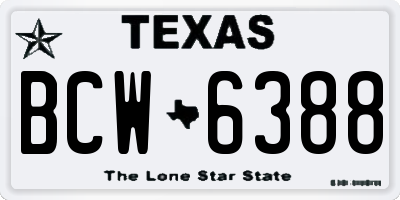 TX license plate BCW6388
