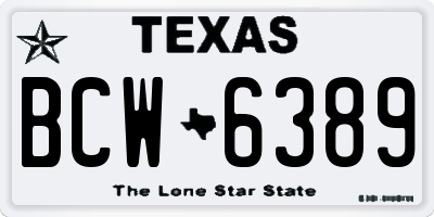 TX license plate BCW6389