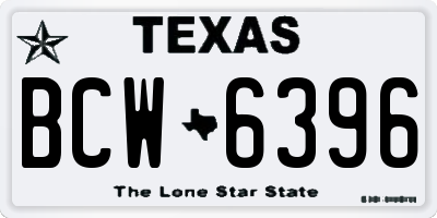 TX license plate BCW6396