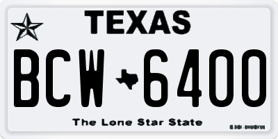 TX license plate BCW6400