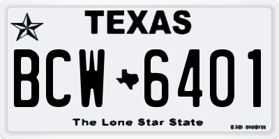 TX license plate BCW6401