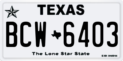 TX license plate BCW6403