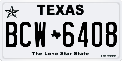 TX license plate BCW6408