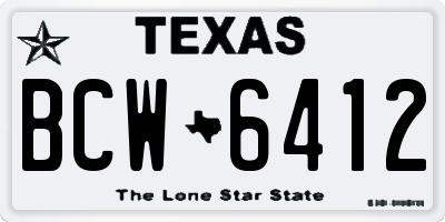 TX license plate BCW6412