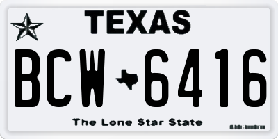 TX license plate BCW6416