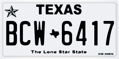 TX license plate BCW6417