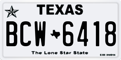 TX license plate BCW6418