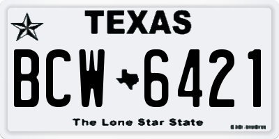 TX license plate BCW6421