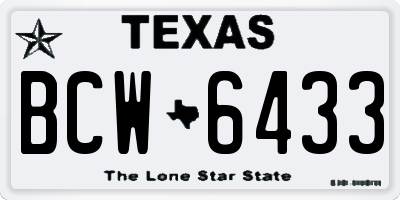TX license plate BCW6433