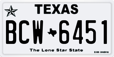 TX license plate BCW6451