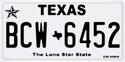 TX license plate BCW6452