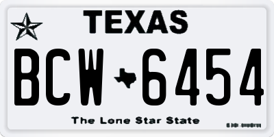 TX license plate BCW6454