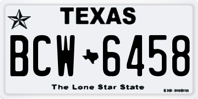 TX license plate BCW6458