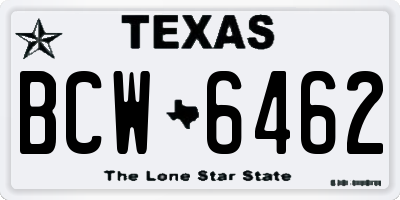 TX license plate BCW6462