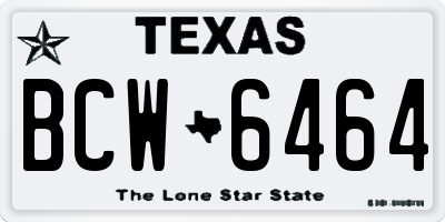 TX license plate BCW6464