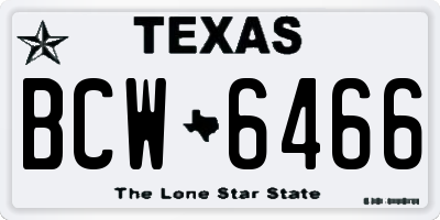 TX license plate BCW6466