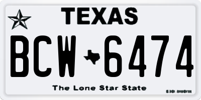 TX license plate BCW6474