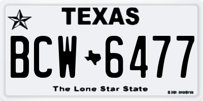 TX license plate BCW6477